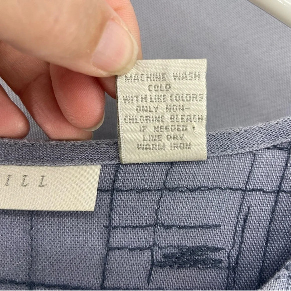 Vintage J.Jill 100% Linen Gray Long Sleeve Button Front Maxi Dress Size Small - Picture 5 of 8